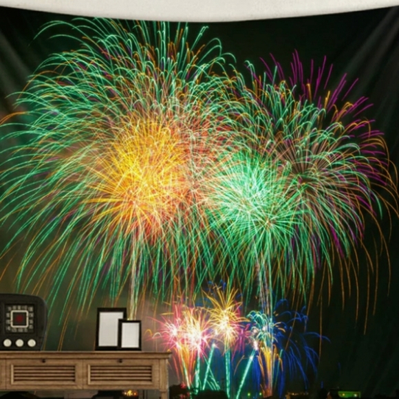 Tapestry Wall Hanging Fireworks Multi Colored  NEW - Picture 1 of 4